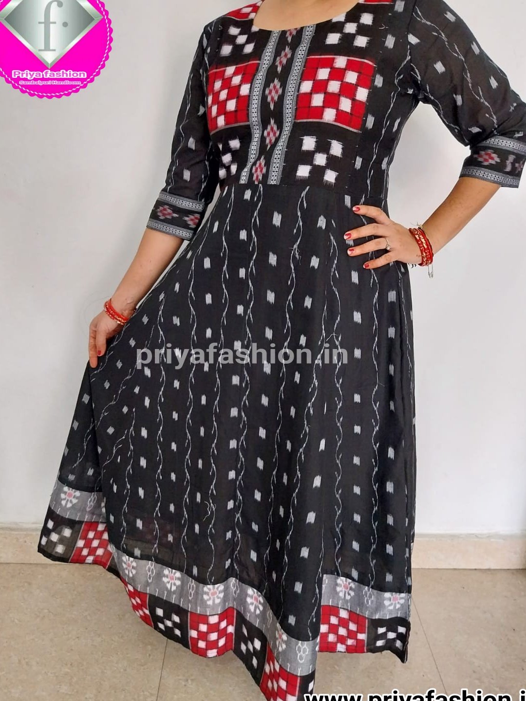 101028 Sambalpuri Handloom Long Kurti  - 38