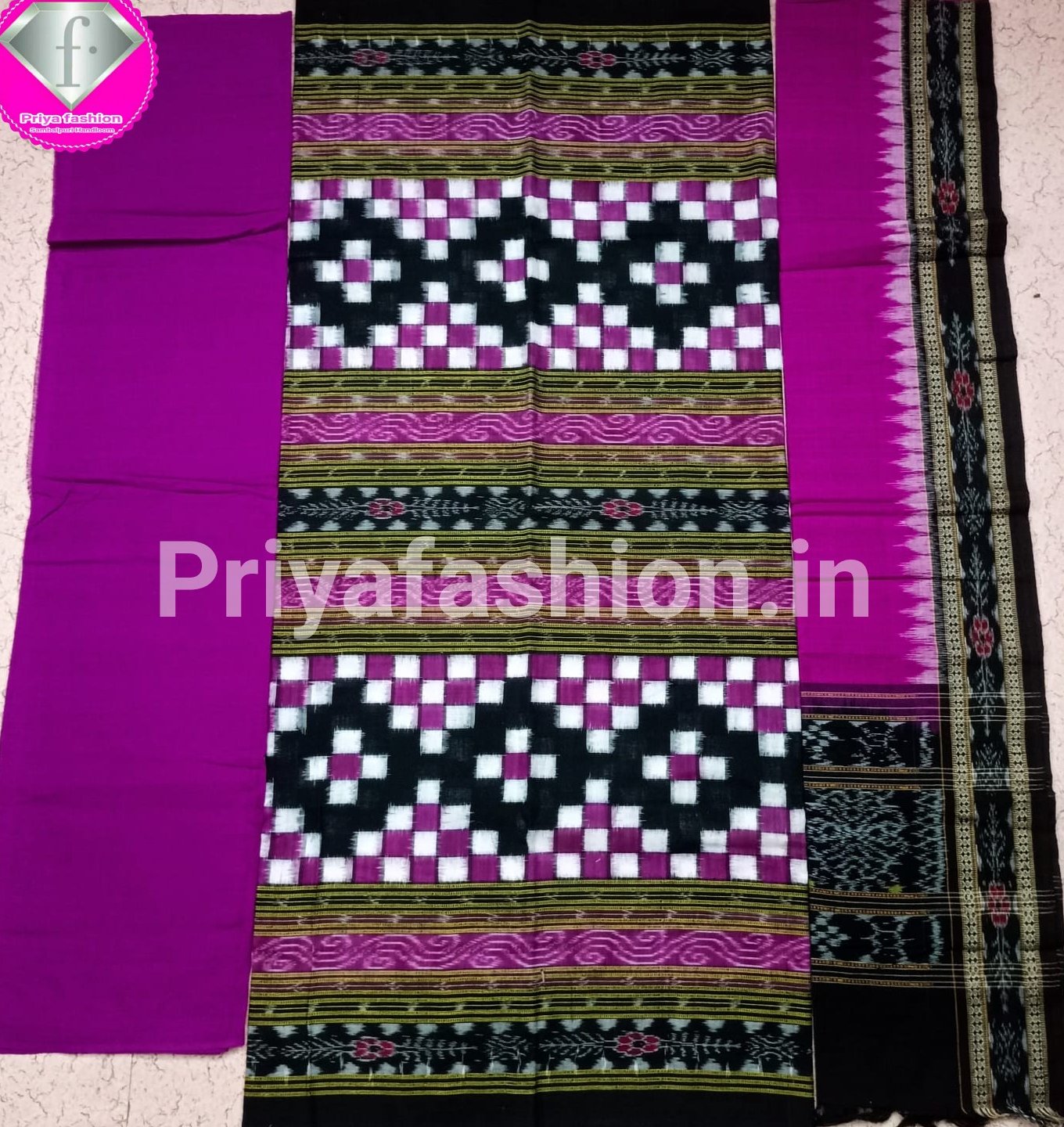 101031 Sambalpuri Handloom Dress Material With Dupatta 