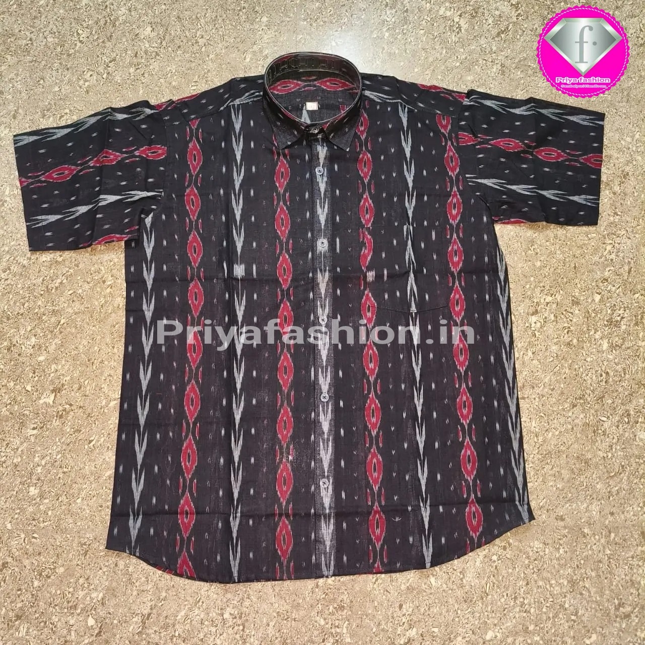 101040 Sambalpuri Handloom Cotton Half Shirt  - 44