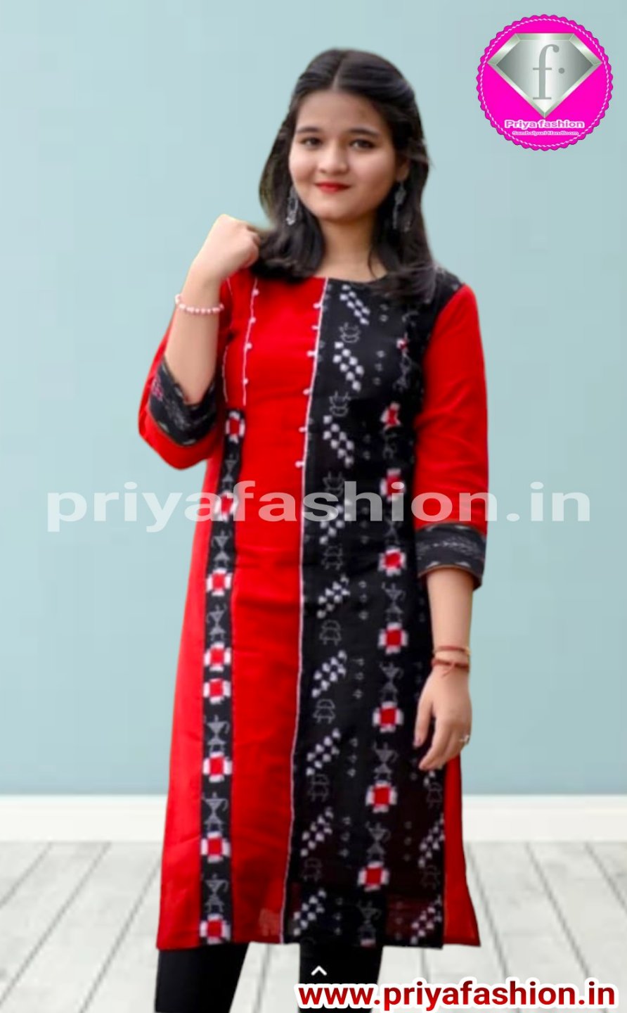 101061 Sambalpuri Handloom Cotton Kurti  - 32 Chest