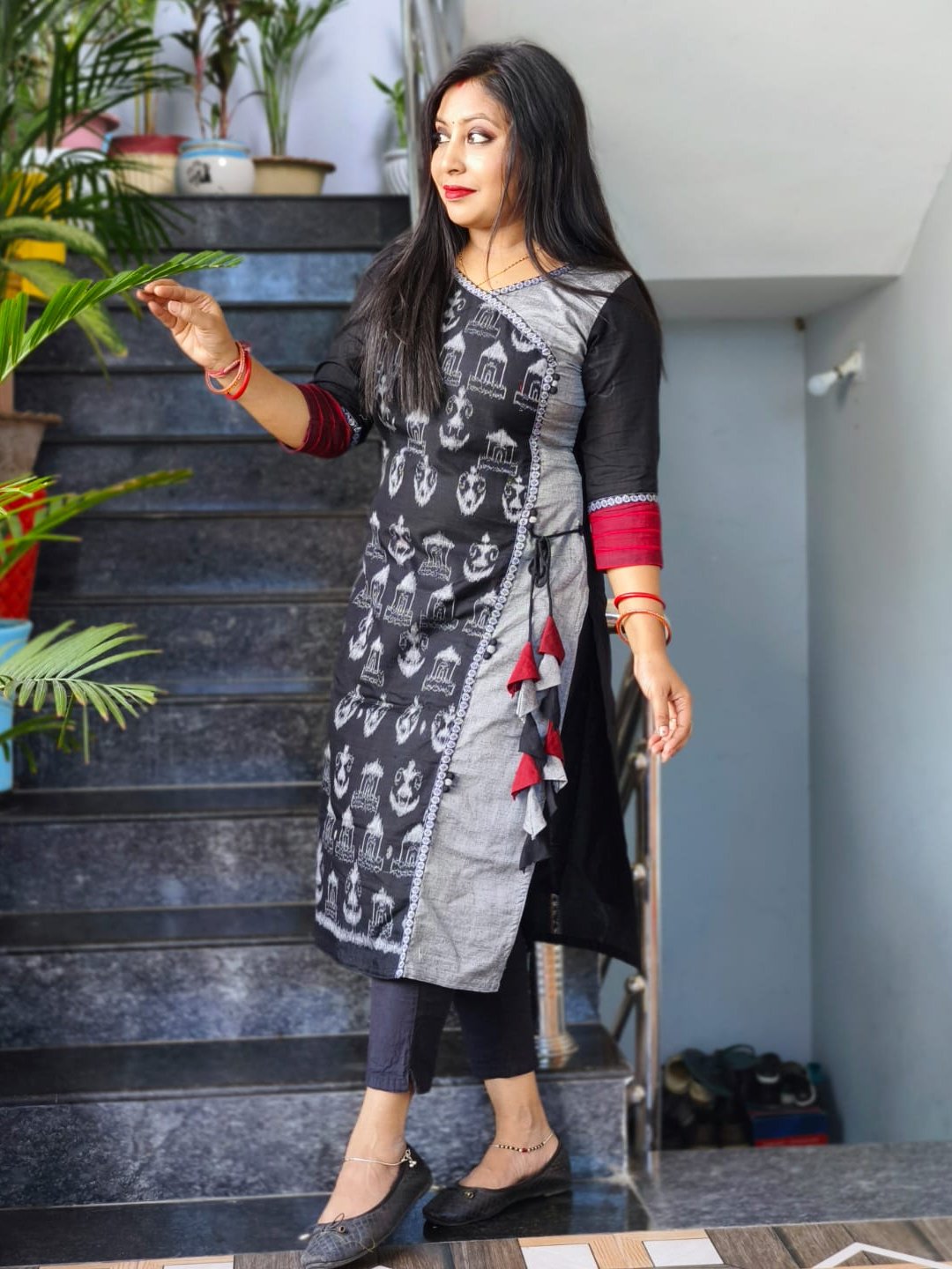 101062 Sambalpuri Handloom Cotton Kurti  - 38 Chest