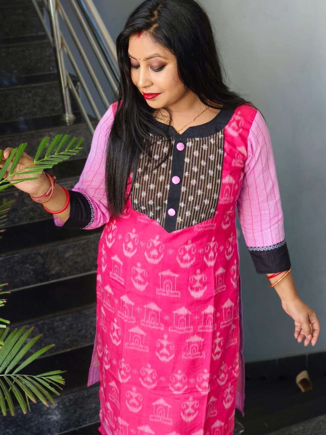 101064 Sambalpuri Handloom Cotton Stiching Kurti  - 34 Chest