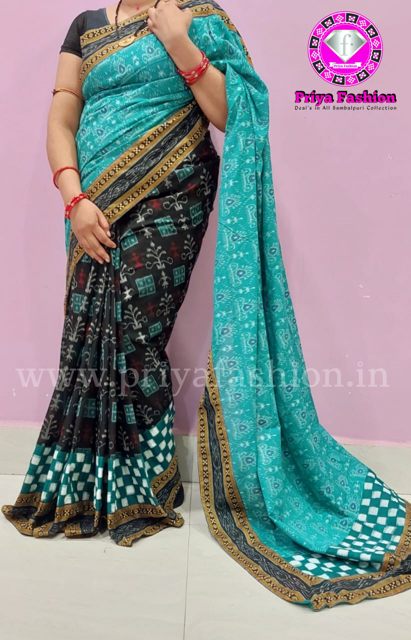 101690 Sambalpuri Handloom Patchwork Saree With Blause 