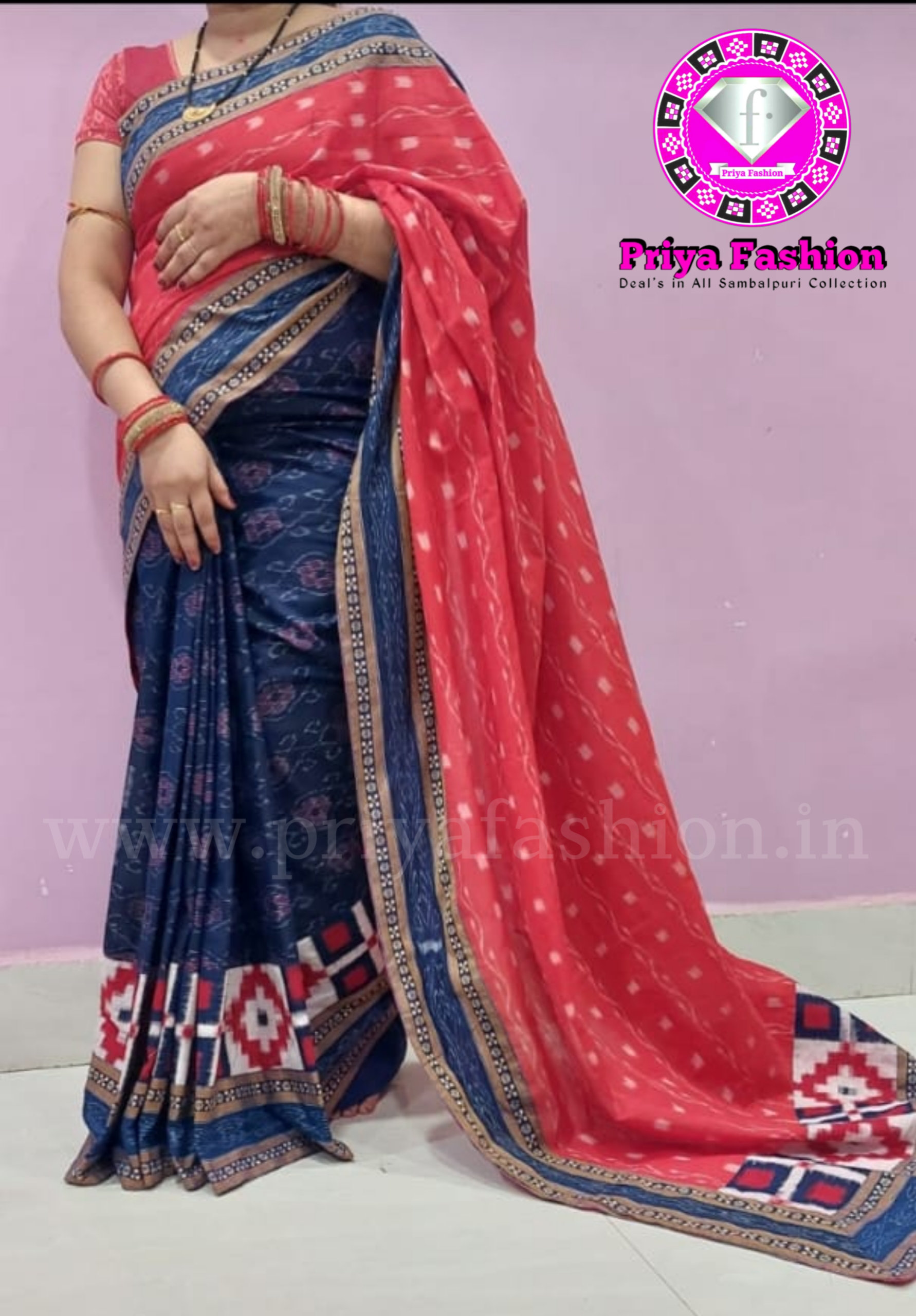 101698 Sambalpuri Handloom Patchwork Saree With Blause 