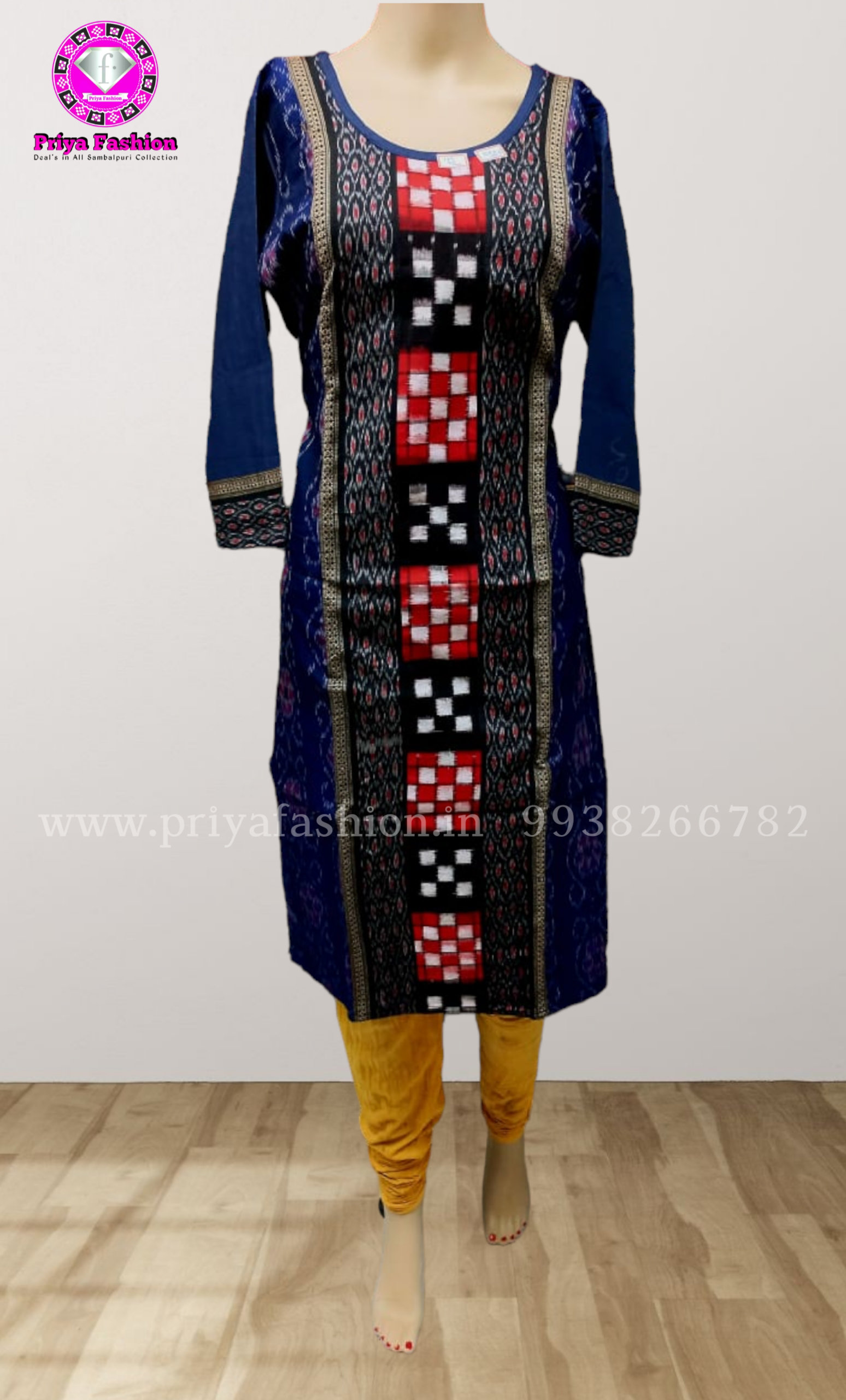 Sambalpuri designer dress in red ,black and white color.