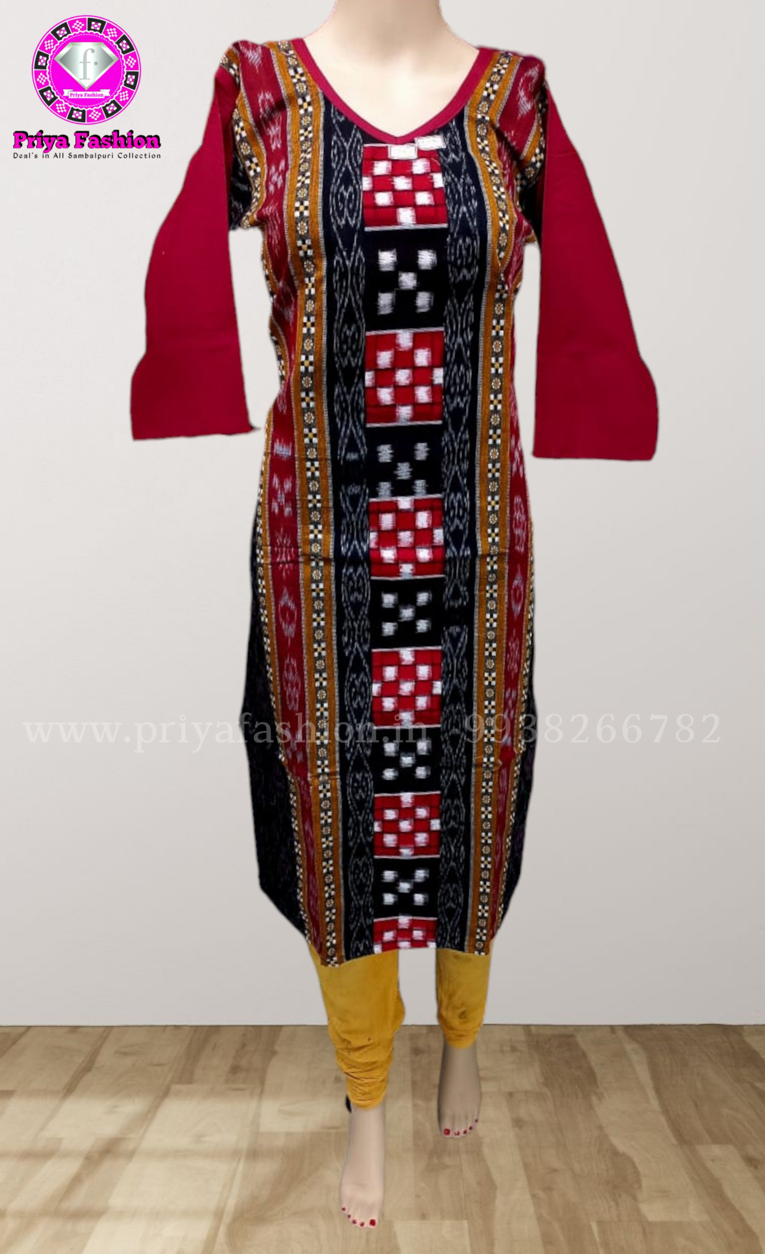 Red And Green Color Sambalpuri Round Neck Three-quarter Sleeve Trending  Fashion Kurti For Ladies Bust Size: 38 Inch (in) at Best Price in Howrah |  Md. Classic