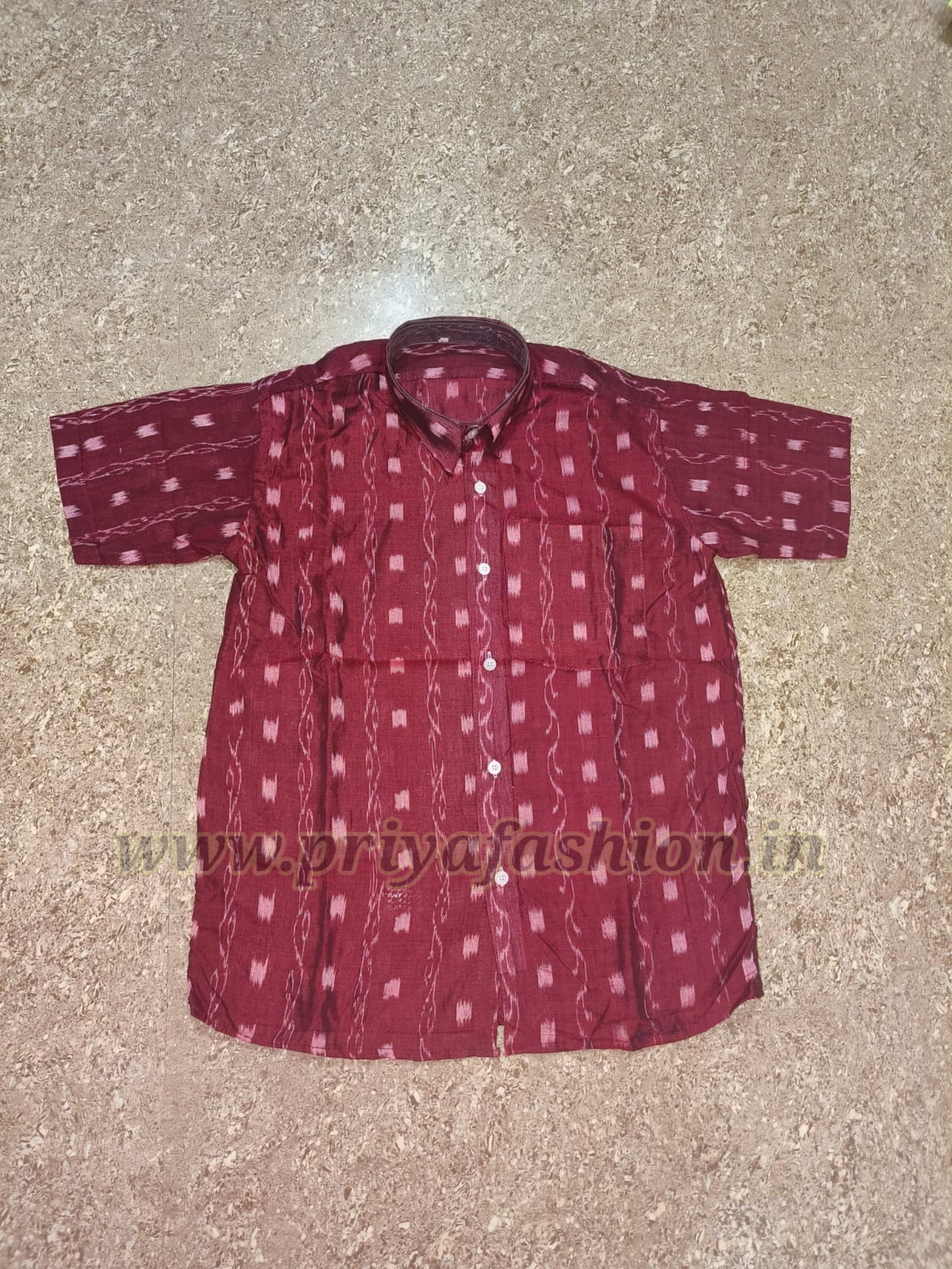 101203 Sambalpuri Handloom Cotton Half Shirt - 36