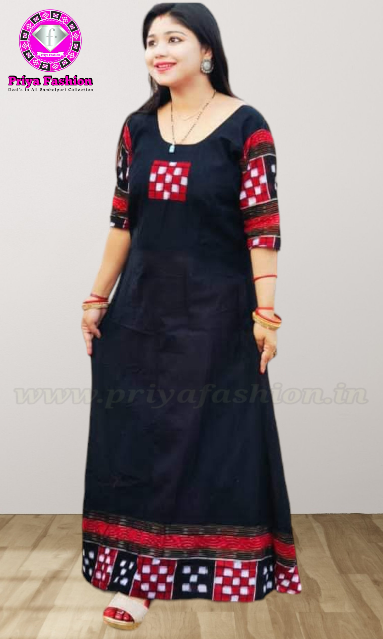 101074 Sambalpuri Handloom Cotton Kurti With Plazo Set