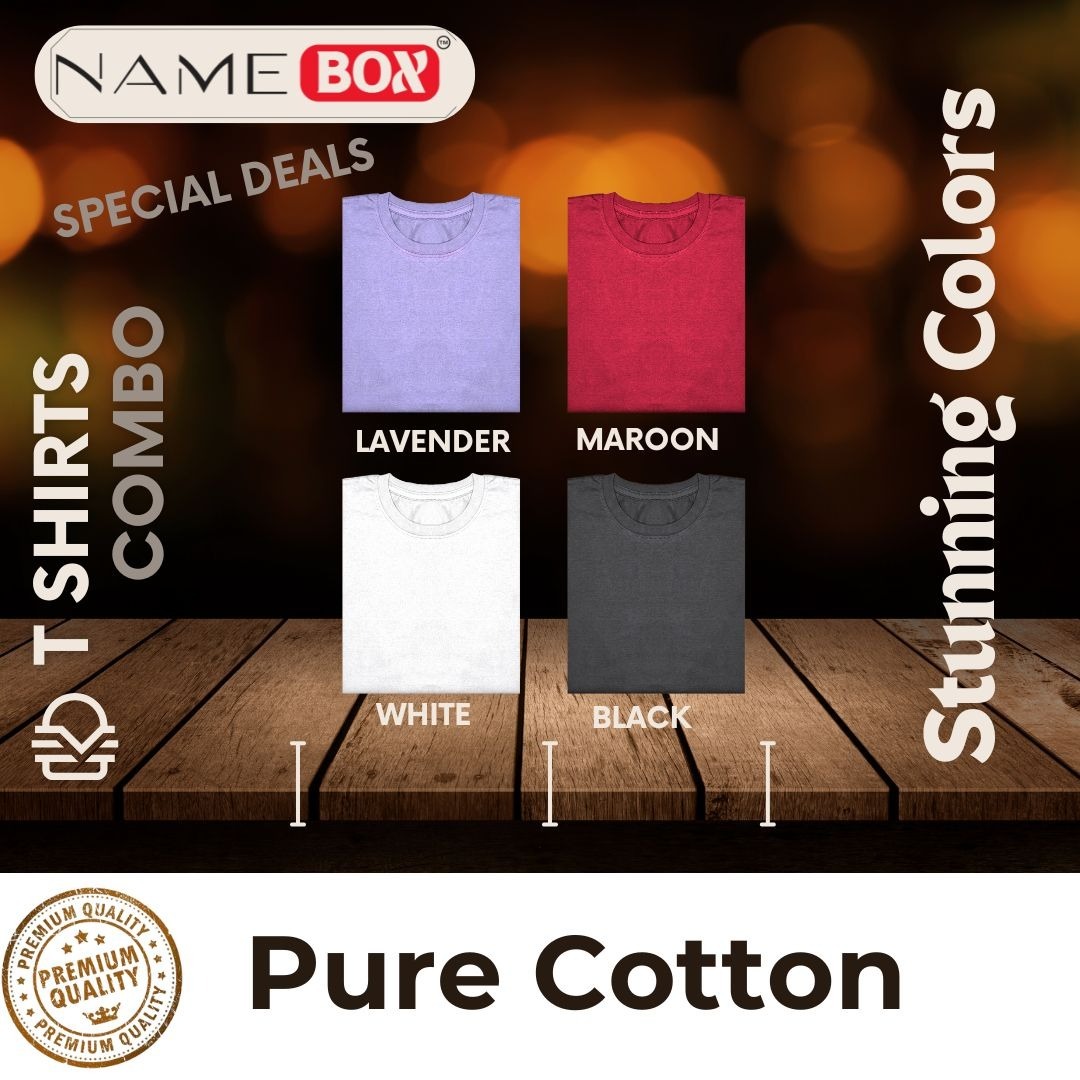 Pure Cotton T shirts - Pack of 4 (Multicolor)