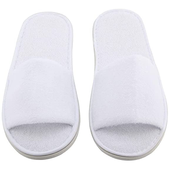 Quadmarq Disposable Slippers/Cotton Closed Toe Hotel, Salons, Spa Slippers for Women and Men/Breathable Non-Slip White Slippers