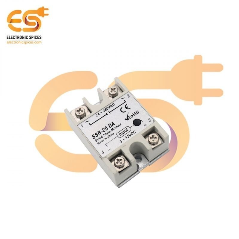 SSR-25DA 3V-32V DC to 24V-380V AC 25A Solid state relay module pack of 1pcs