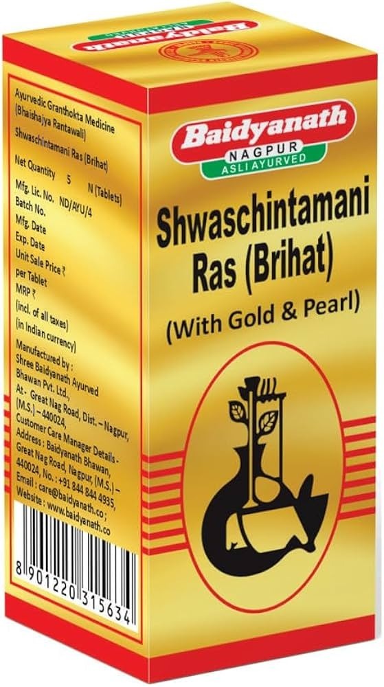 Baidyanath Shwaschintamani Ras Brihat Swarna Yukta 10 Tablets 
