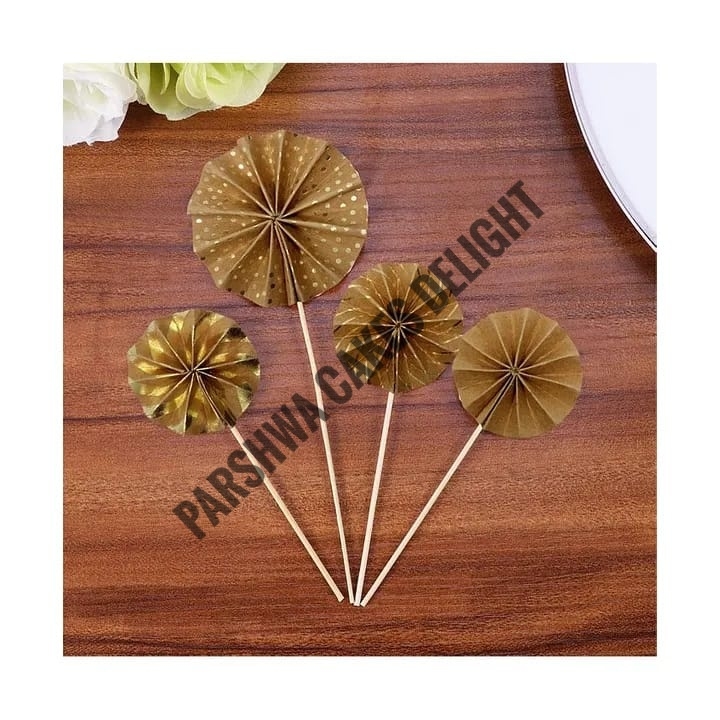 Paper Fans For Cake Decoration - 4 Pcs, Delight 9