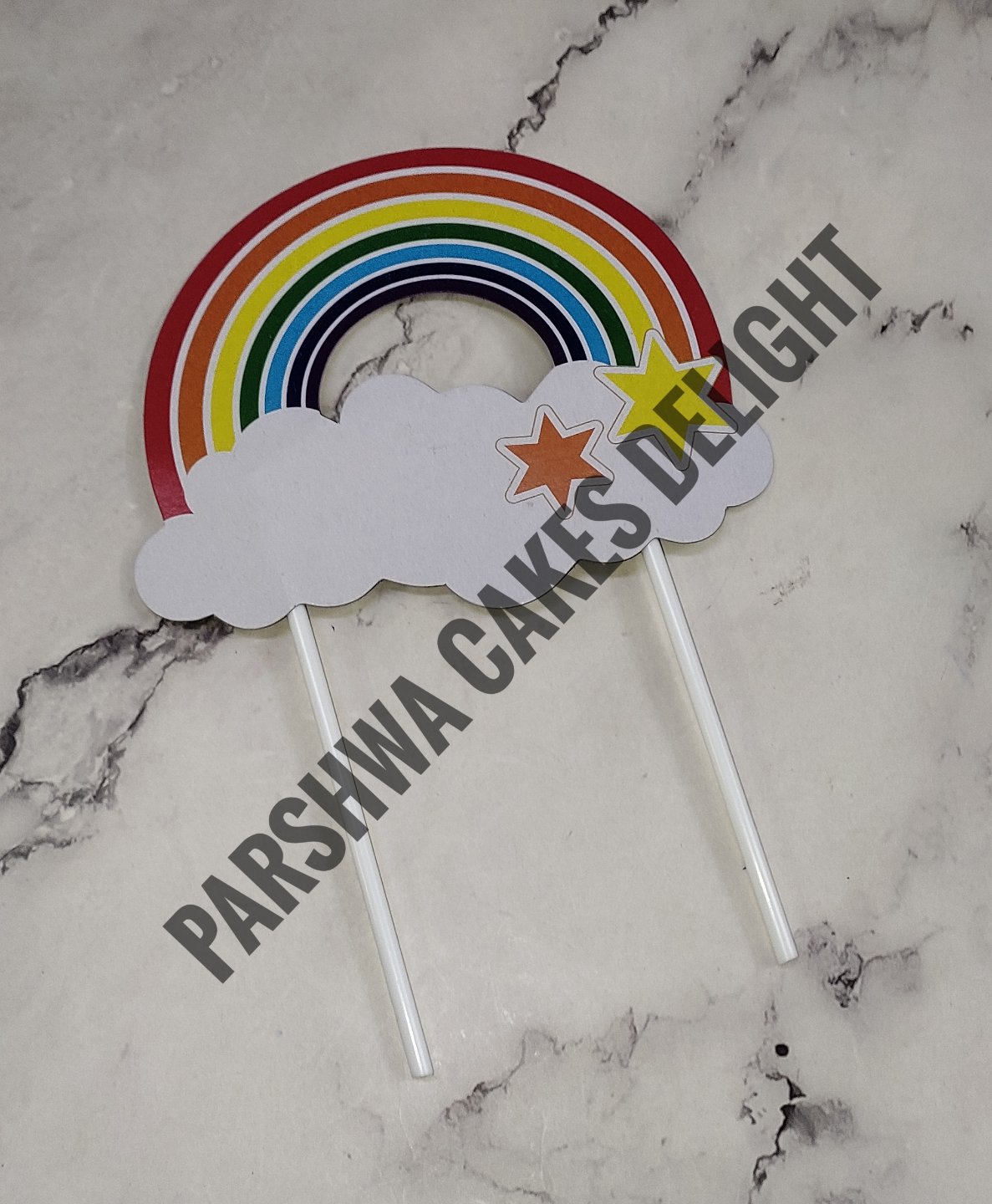 Plastic Cute Bow & Rainbow Shaped Cake Topper – Pastry Flower