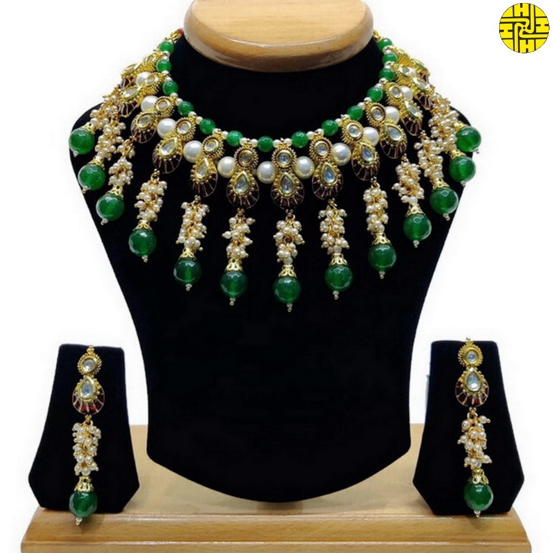 Bridal-inspired Multi Color Bridal Necklace Set - hjs-2230a
