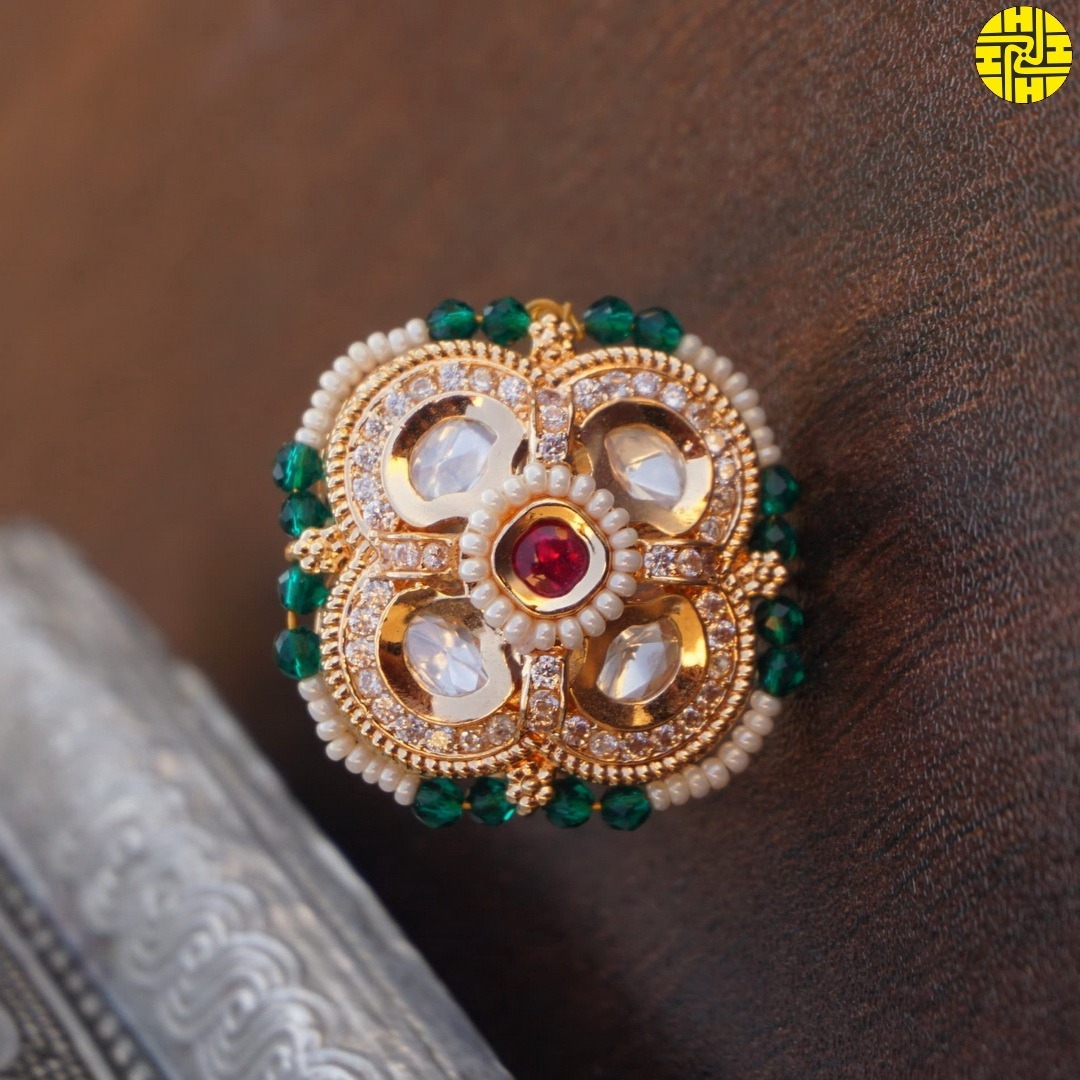 Stunning Rose Gold Kundan CZ Multi Ring - smr-102ml
