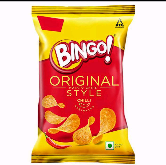 Bingo! Original Style Chilli Sprinkled - Flat Cut Spicy Potato Chips Pack for Snacks - 90g