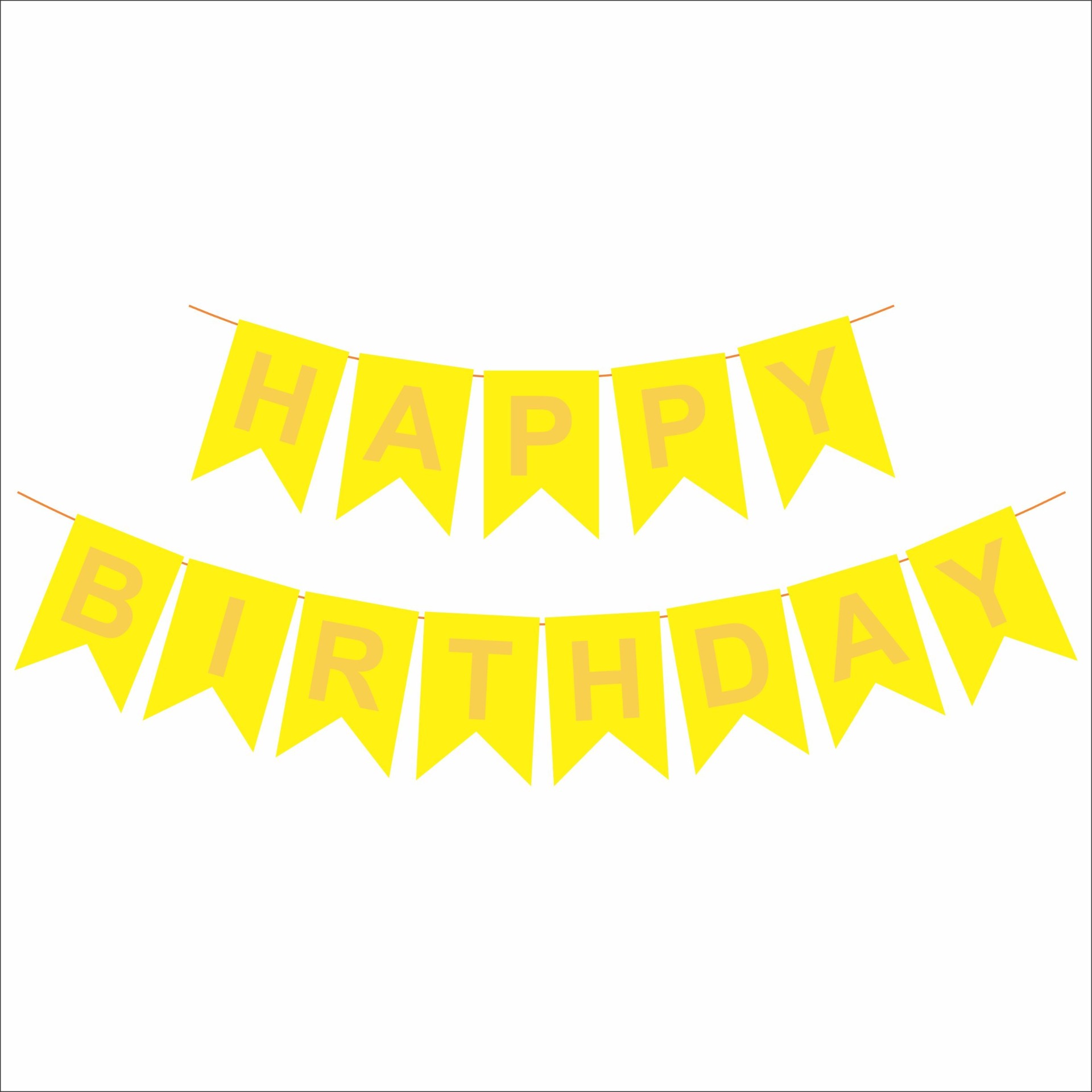 Happy Birthday Banner – Yellow with Light Orange Letters