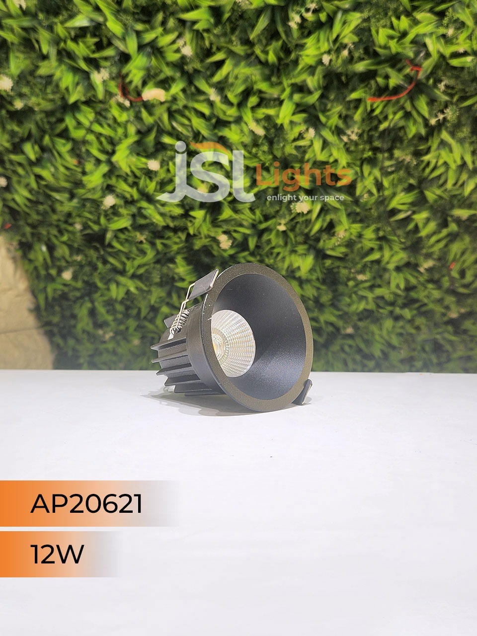 AP20621 12W Black Body Recessed COB Downlight 