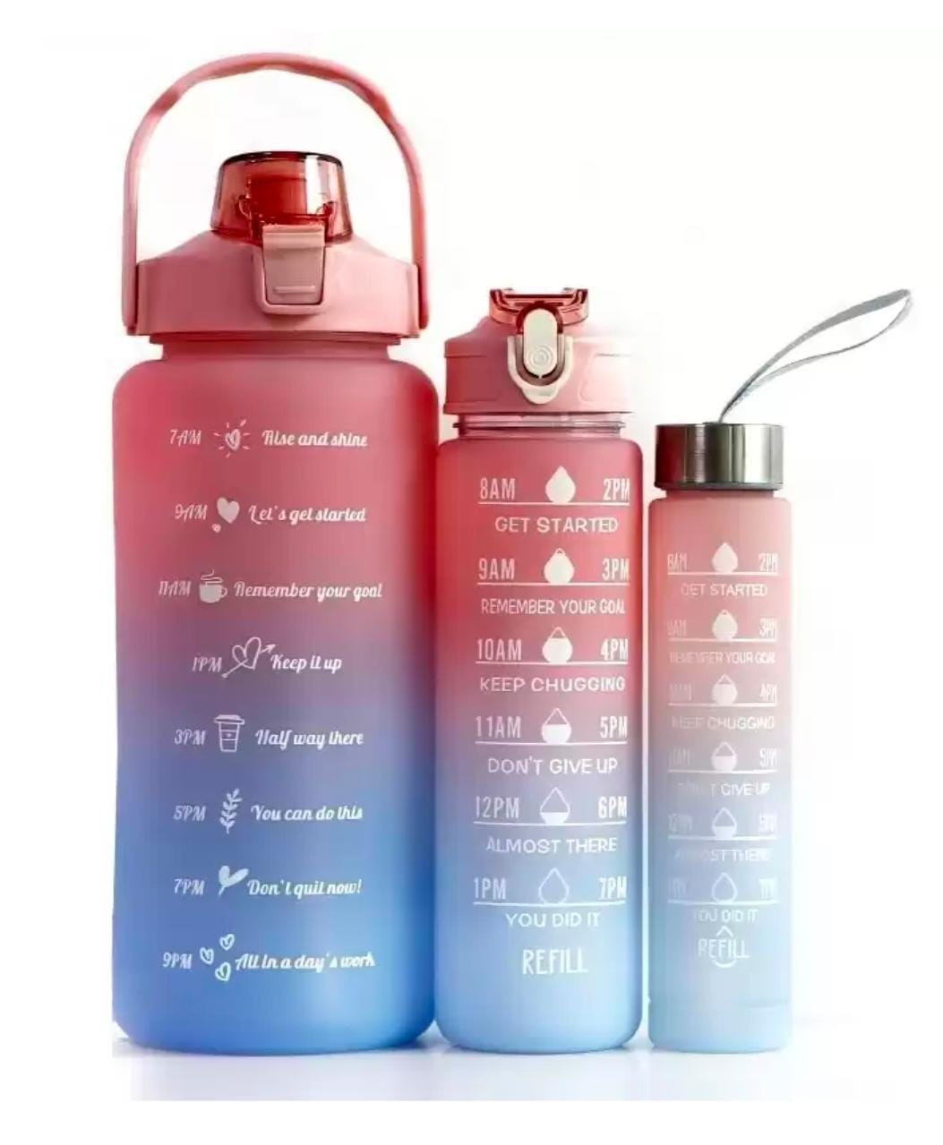Leakproof Unbreabale BPA Free Travel & Gym Water Bottle Set of 900ml+300ml+2000ml Bottle (Pack of 3, Multicolor, Silicone