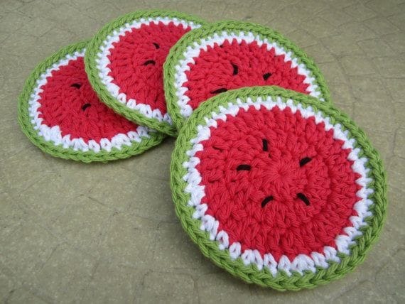Crochet Watermelon Coaster