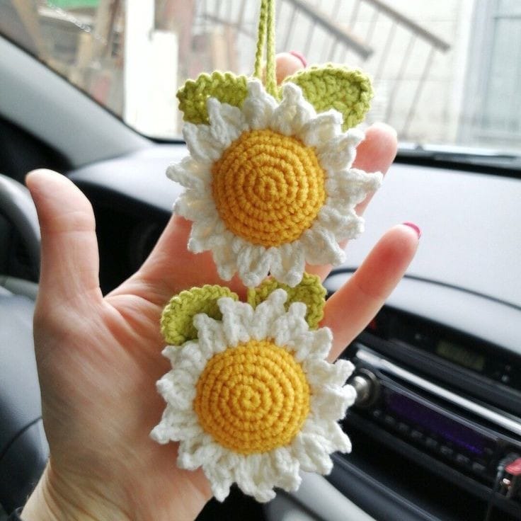 Crochet Sunflower Keychain