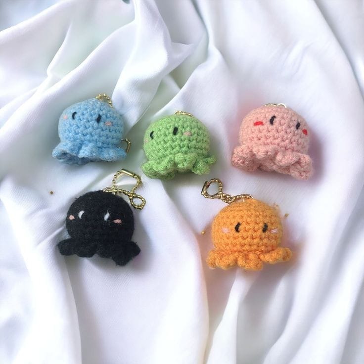 Crochet Octopus Keychain