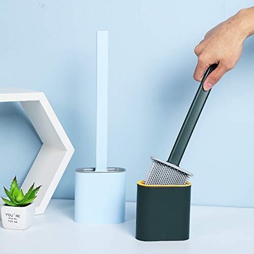 1420 SILICONE TOILET BRUSH WITH HOLDER STAND FOR BATHROOM CLEANING