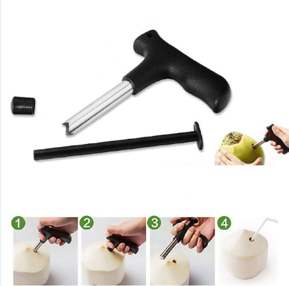 PREMIUM QUALITY STAINLESS STEEL COCONUT OPENER TOOL/DRILLER WITH COMFORTABLE GRIP