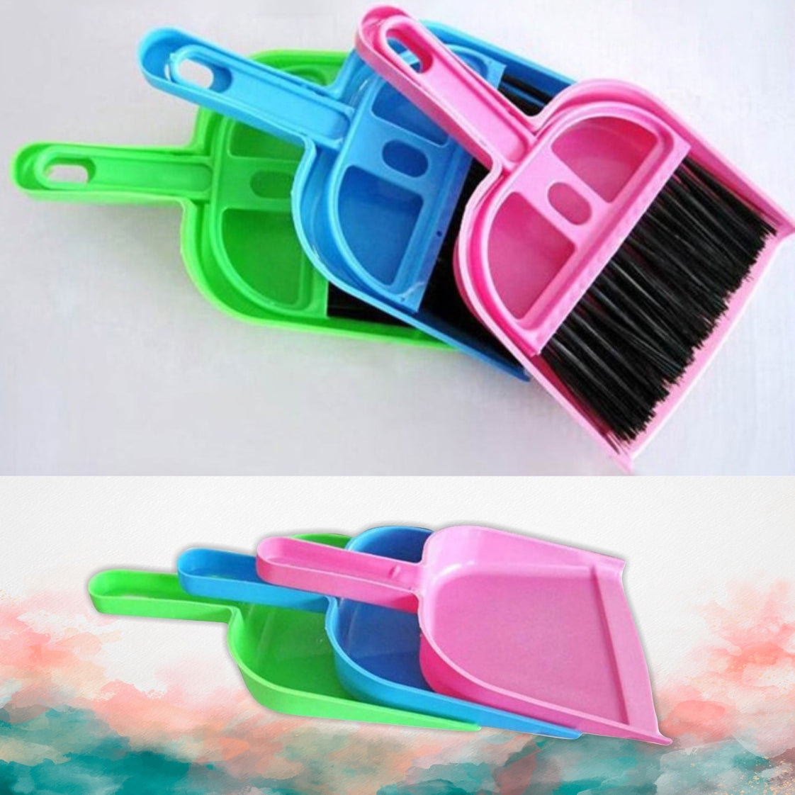 MINI DUSTPAN WITH BRUSH BROOM SET FOR MULTIPURPOSE CLEANING - 2 PCS