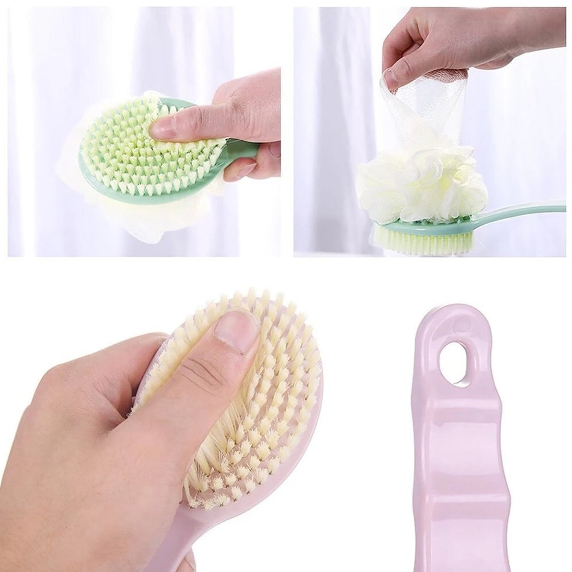 2IN1 BATH BRUSH WITH LONG HANDLE