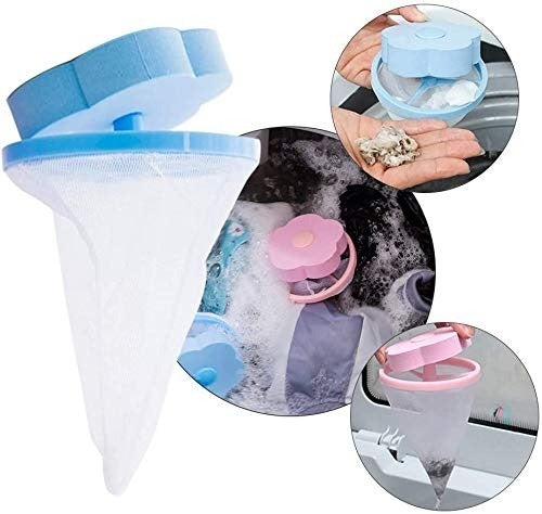 WASHING MACHINE FLOATING FILTER LINT MESH BAG NET POUCH HAIR/LINT CATCHER