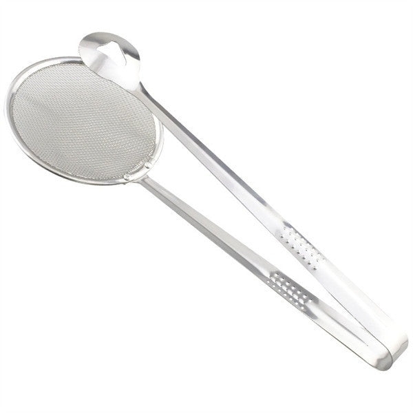 2IN1 STAINLESS STEEL FILTER SPOON WITH CLIP FOOD KITCHEN OIL-FRYING MULTI-FUNCTIONAL