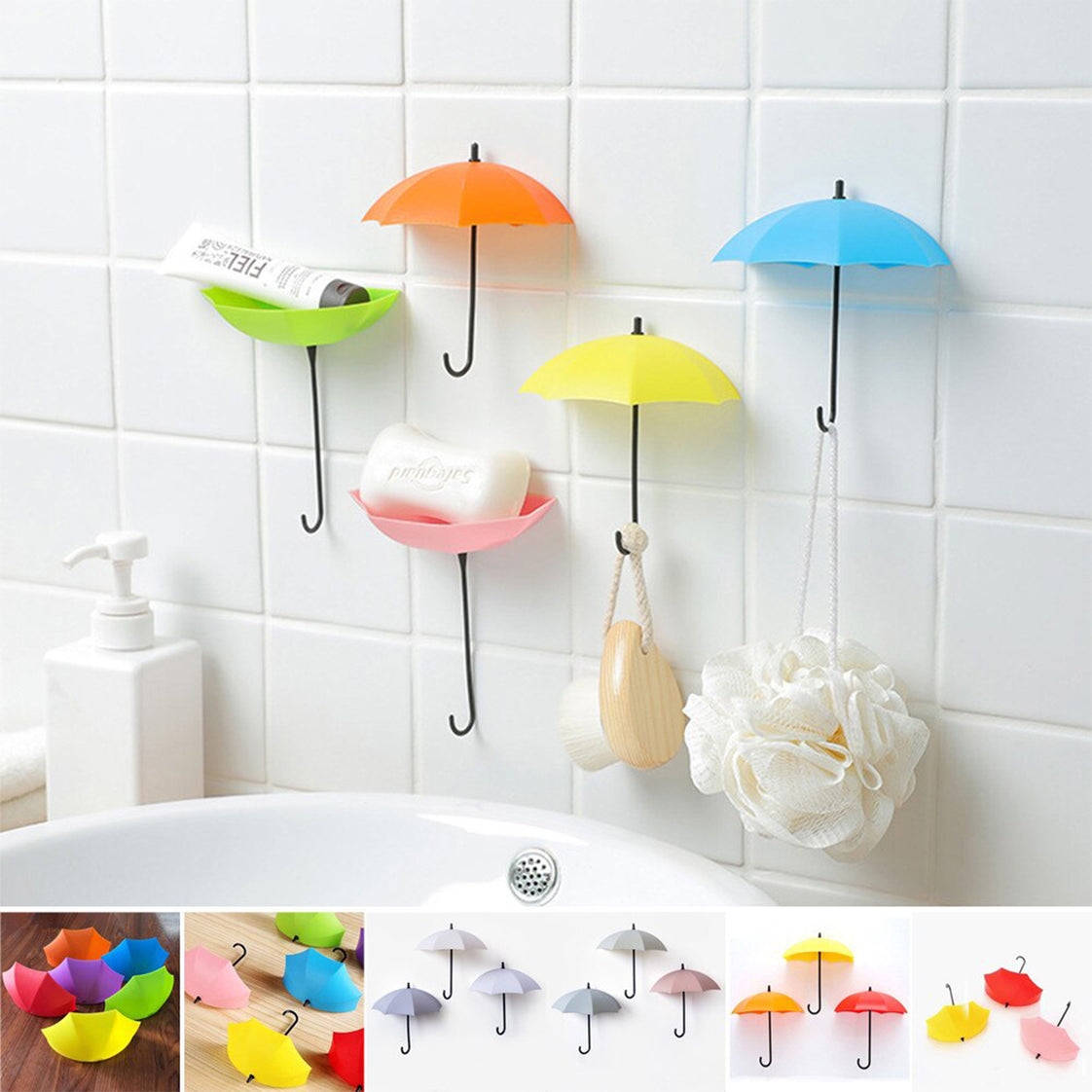 MULTIPURPOSE UMBRELLA KEY HAT HOLDER WALL HANGING HOOK MULTICOLOR