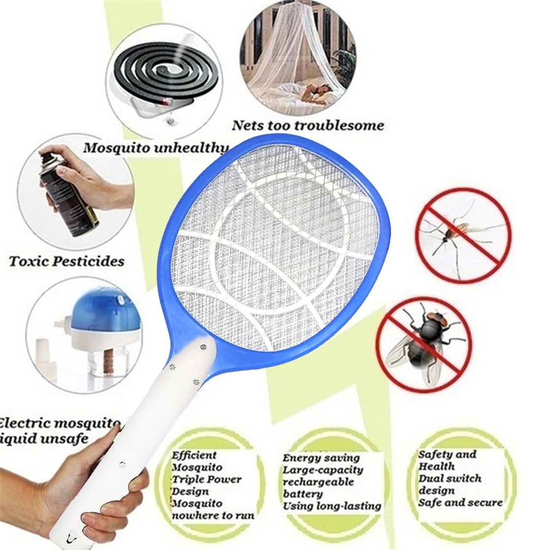 ANTI MOSQUITO RACKET - RECHARGEABLE INSECT KILLER BAT