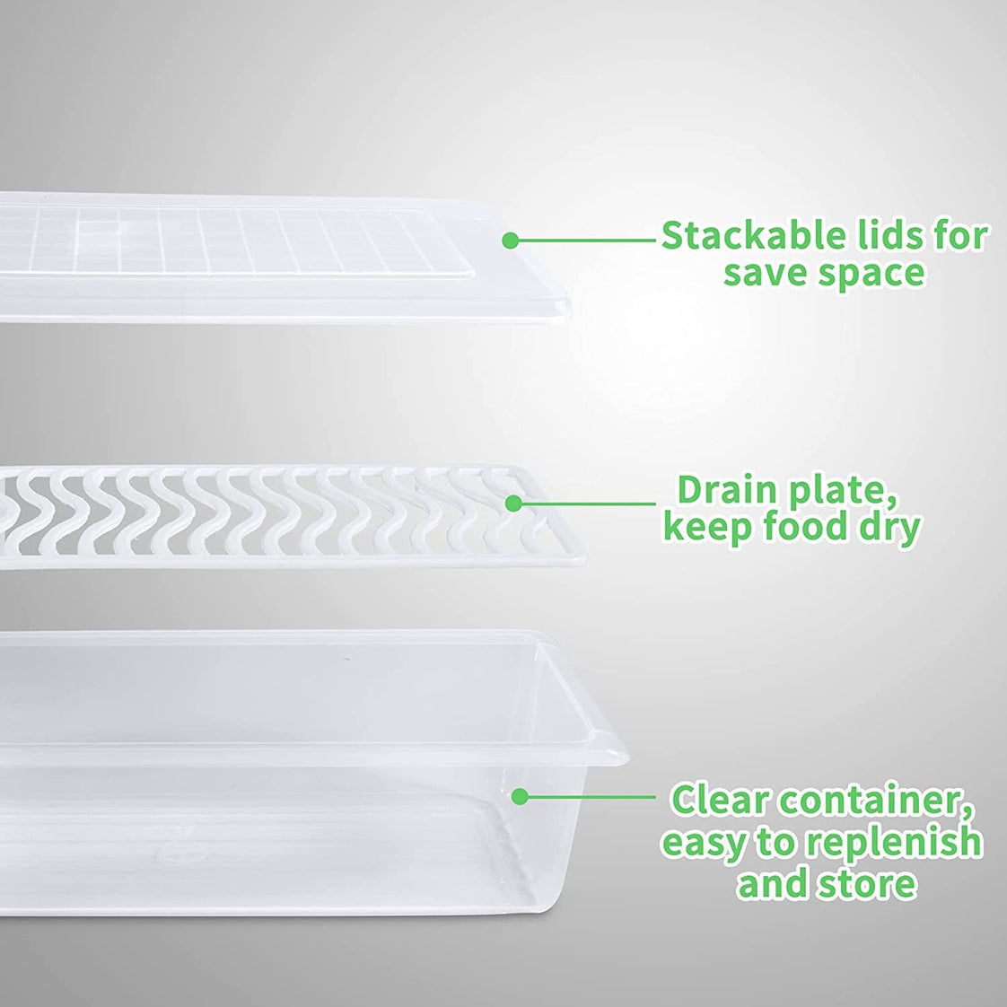 FOOD STORAGE CONTAINER WITH REMOVABLE DRAIN PLATE AND LID 1500 ML