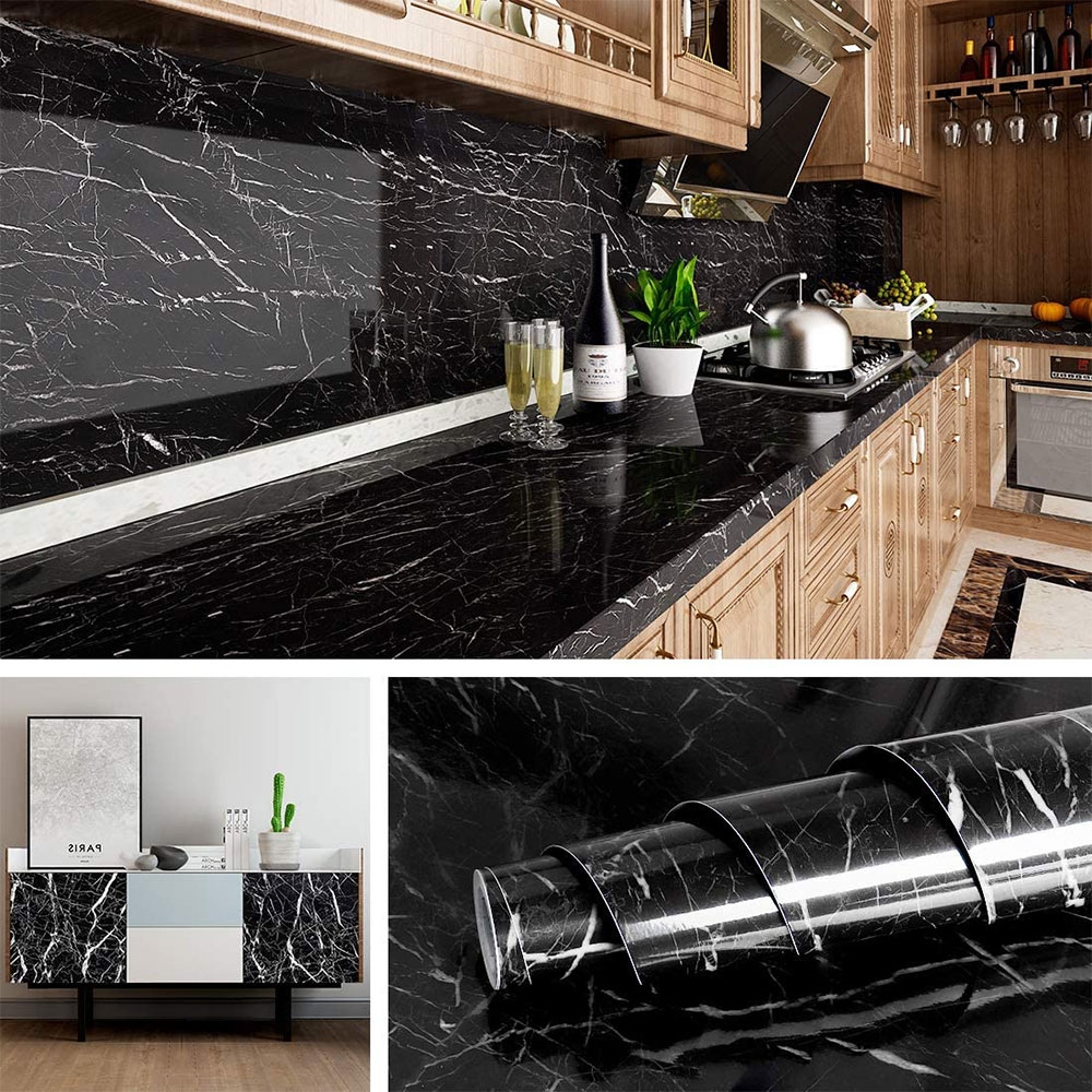 BLACK MARBLE FOIL (60*200)Oil-Proof Waterproof Self Adhesive PVC