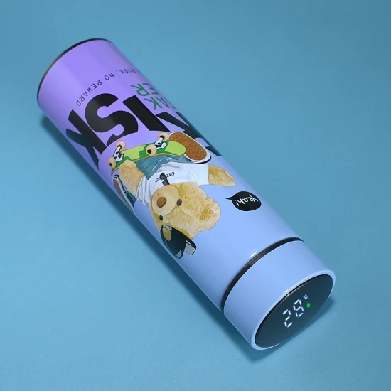 Bear Printed Stainless Steel Temperature Water Bottle