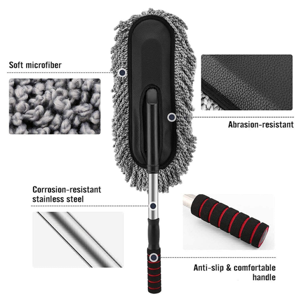 CAR DUSTER, LONG RETRACTABLE / SOFT / NON-SLIP / HANDLE MULTIPURPOSE MICROFIBER WASH BRUSH