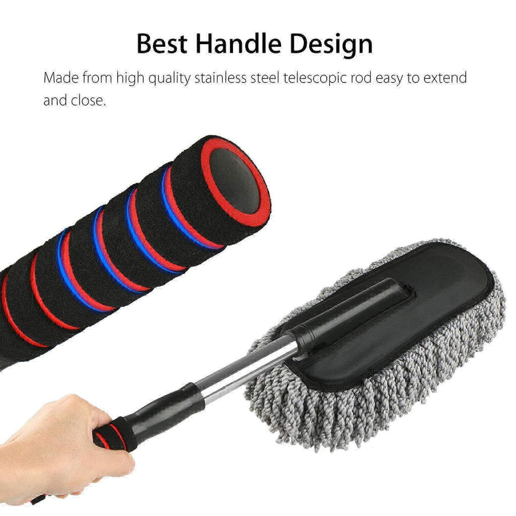 CAR DUSTER, LONG RETRACTABLE / SOFT / NON-SLIP / HANDLE MULTIPURPOSE MICROFIBER WASH BRUSH