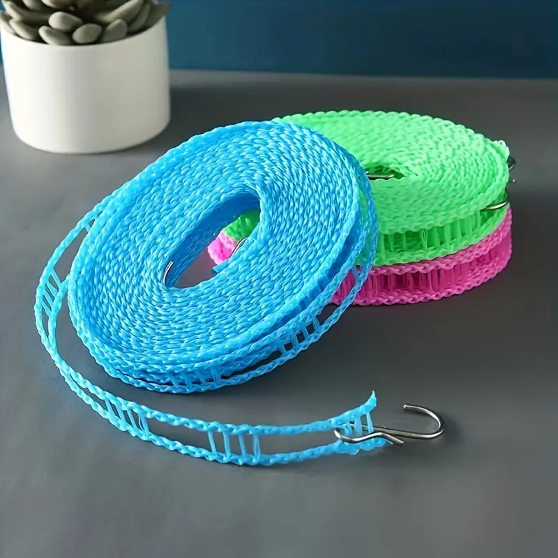 0190 CLOTHESLINE DRYING NYLON ROPE WITH HOOKS