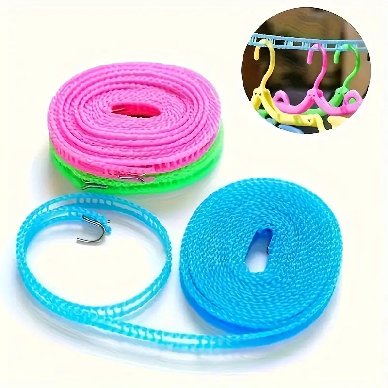 CLOTHESLINE DRYING NYLON ROPE WITH HOOKS