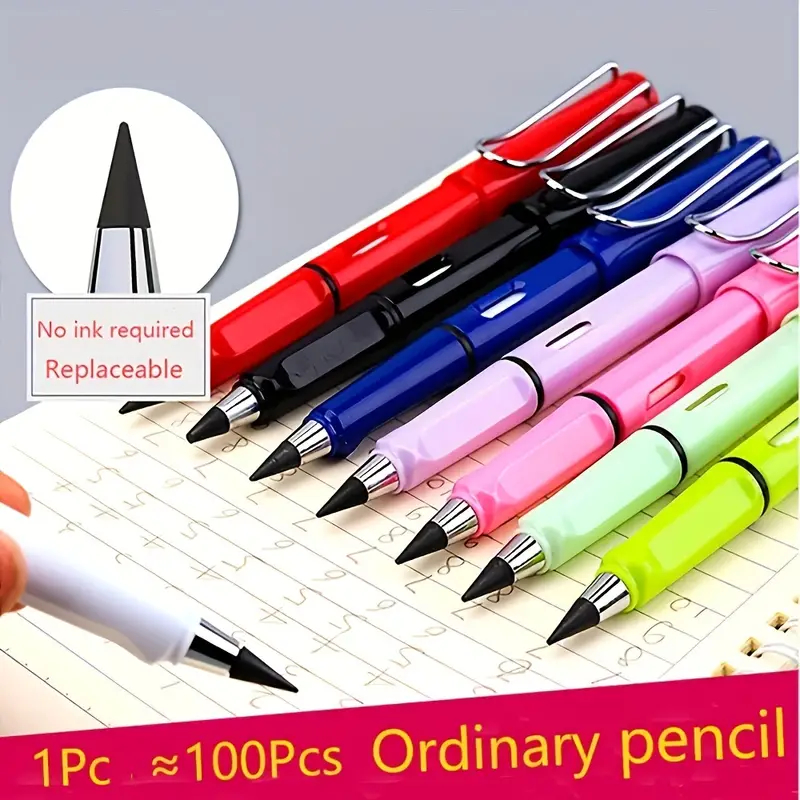 Infinity Pencil with Eraser, Inkless Magic Pencils, Portable Reusable Erasable Writing Pencil (MultiColor)