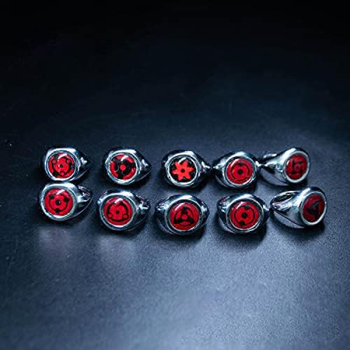 1 Pcs Adjustable Anime Rings for Men, Ring Set for Kids and Ninja Fans (Red)