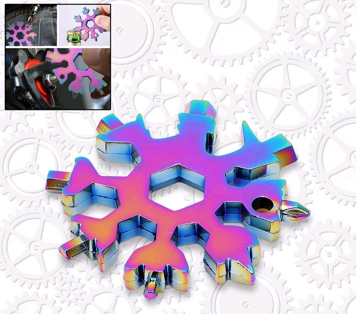 DURABLE & PORTABLE 18 IN 1 SNOWFLAKE MULTI-TOOL (Rainbow Colour)