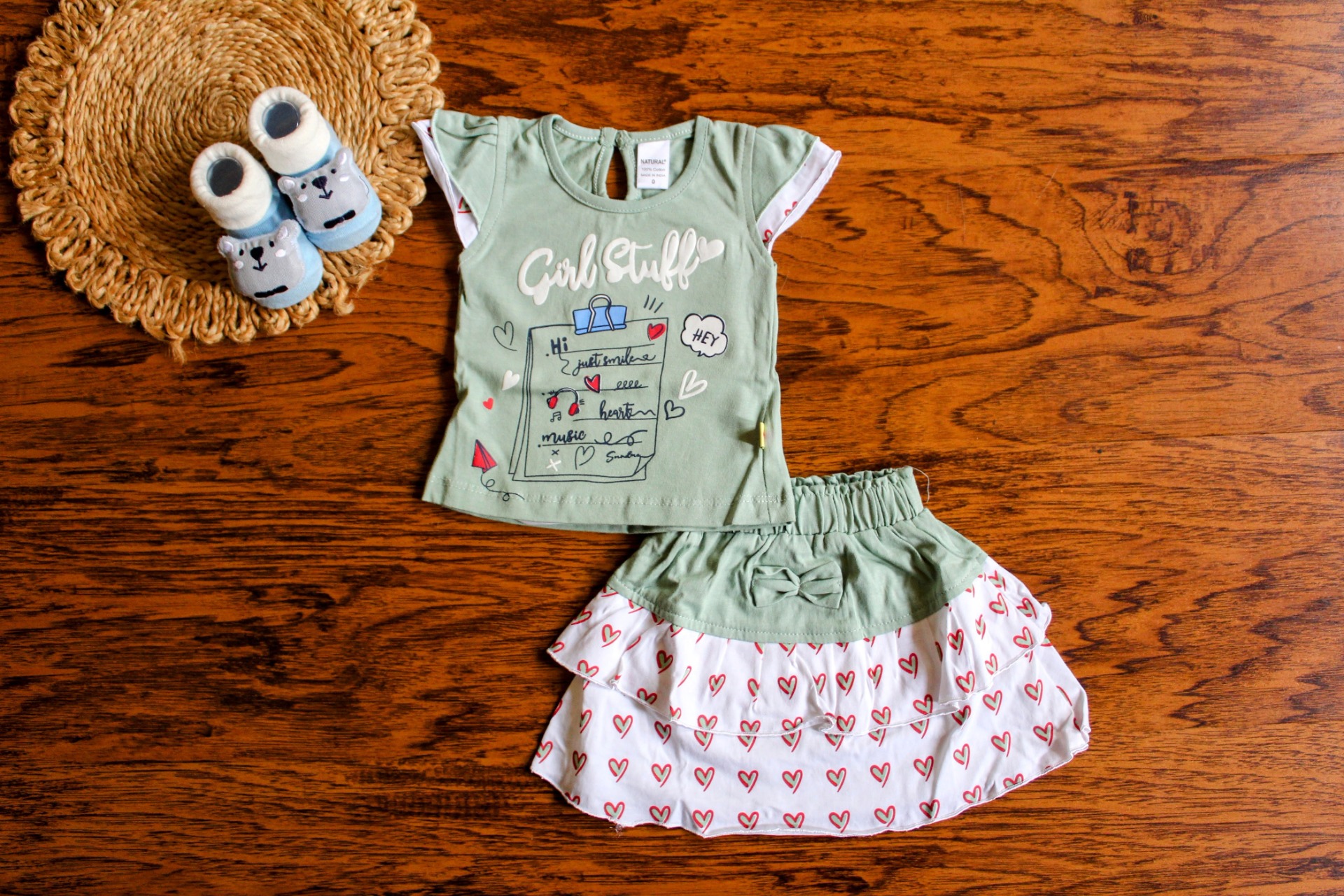 Little Hearts & Girl Stuff" Baby Outfit Set