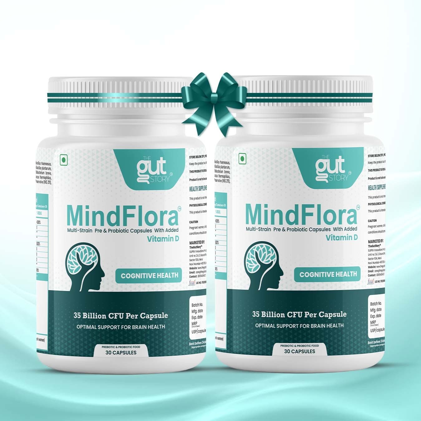 MindFlora Multi Strain Probiotics for Women & Men - Probiotic Supplement - 35 Billion CFU | 30 Veg. Capsules for Gut Health, Immune Support, Mental Clarity