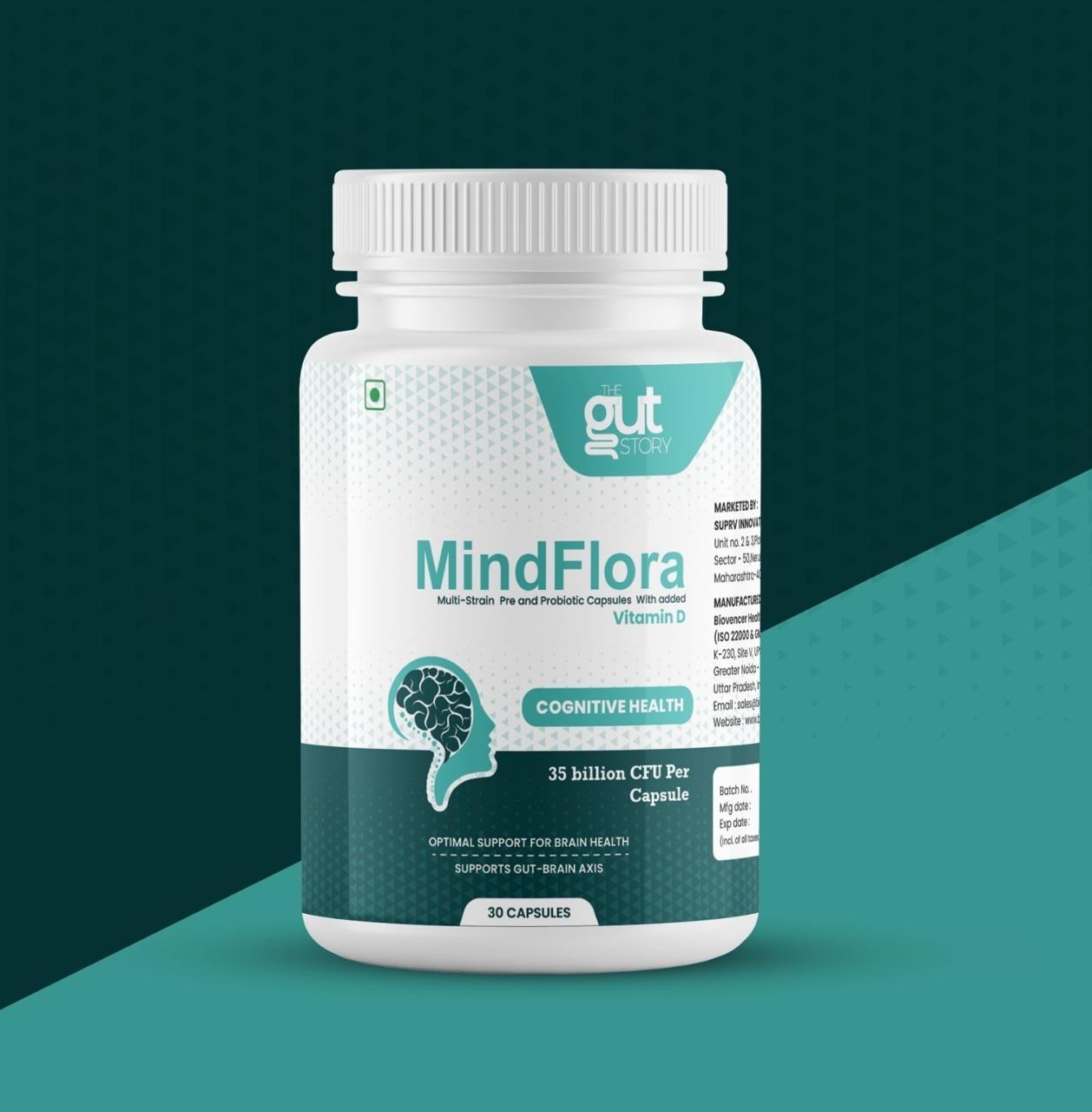 MindFlora Multi Strain Probiotics for Women & Men - Probiotic Supplement - 35 Billion CFU | 30 Veg. Capsules for Gut Health, Immune Support, Mental Clarity