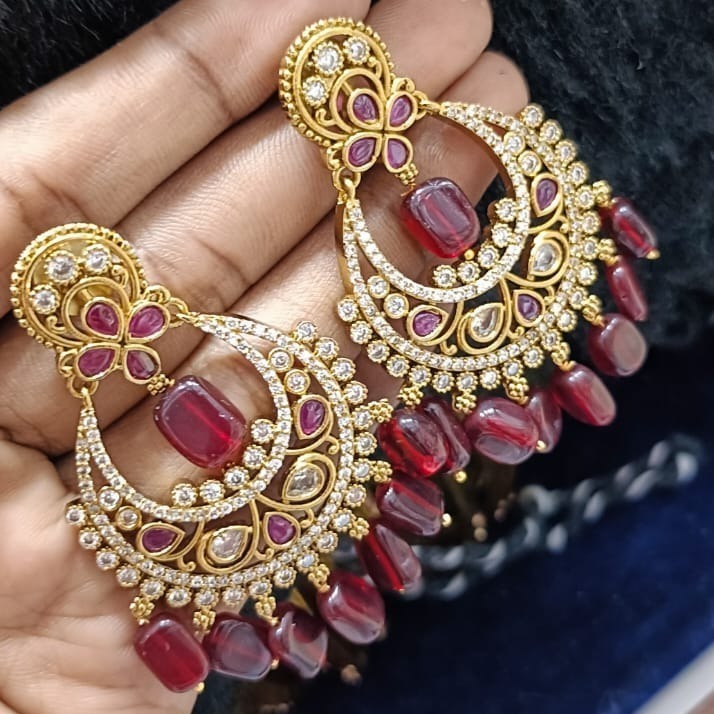 pink chandbali earrings