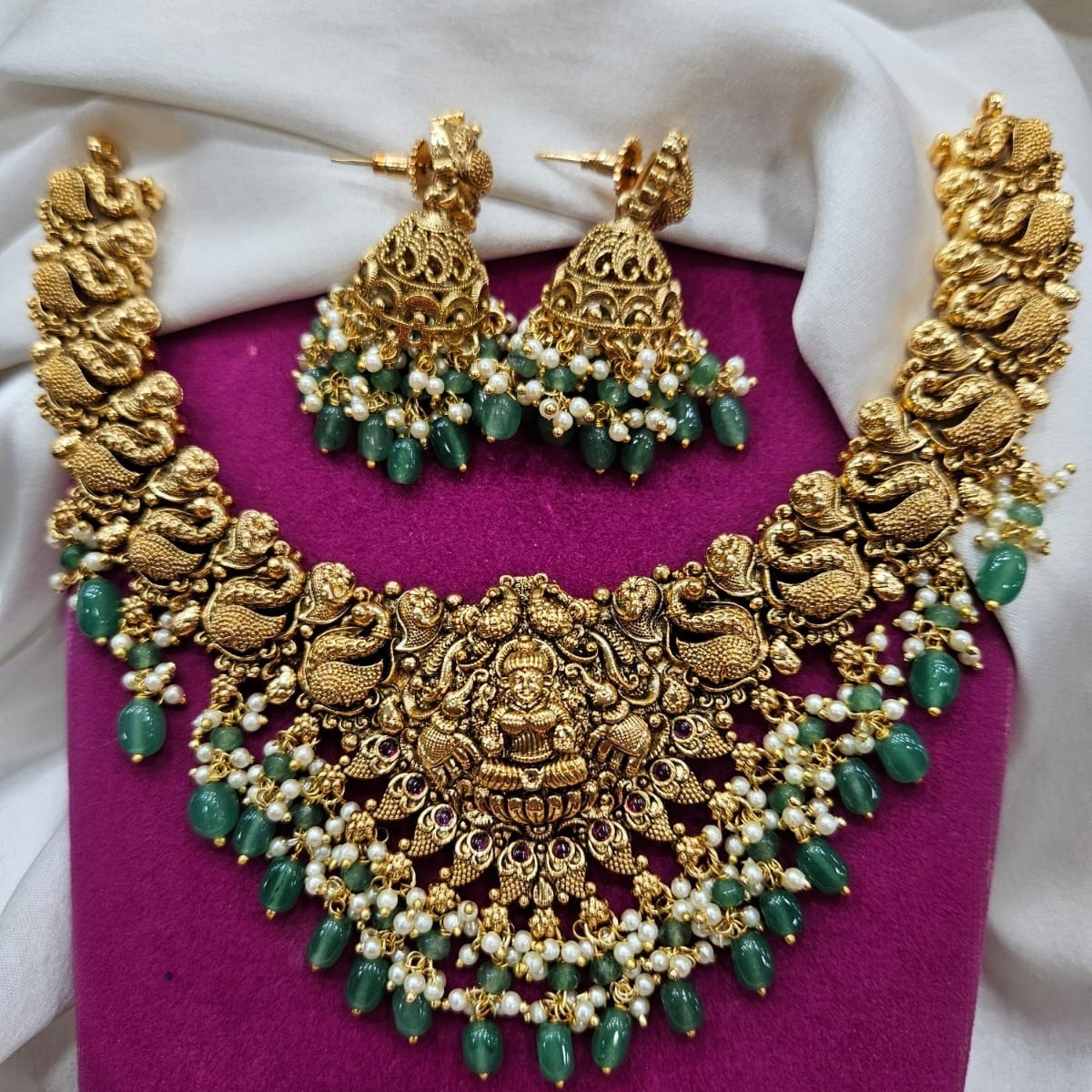 fallalery alloy gold plated nakshi gold set